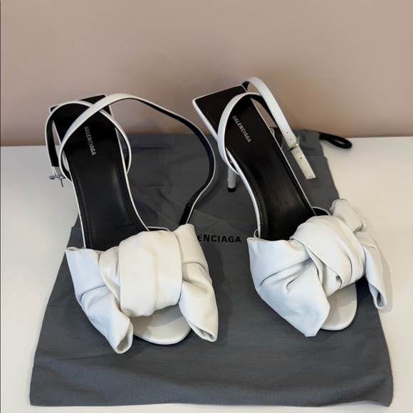 Balenciaga Shoes - Balenciaga White Big Bow Heels